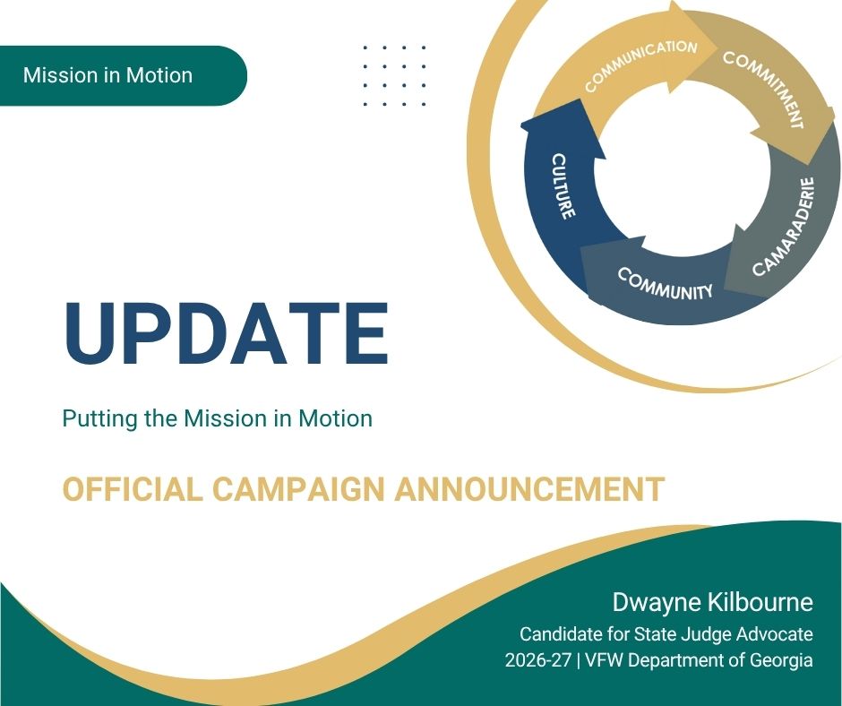 Dwayne Kilbourne official announces candidacy for Georgia VFW State Judge Advocate 2026-27
