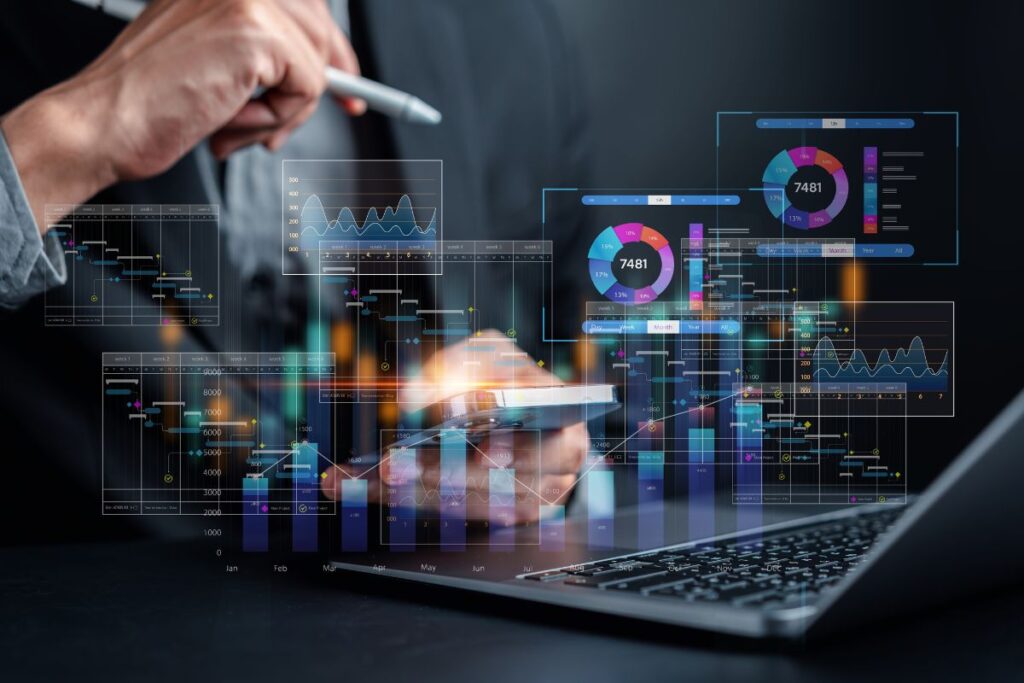 business operations and analysis digital dashboard stock image